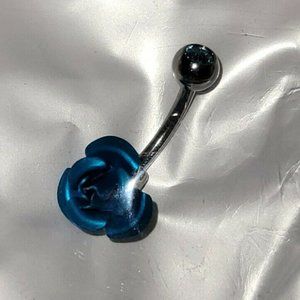 Colored Metal Belly Button Ring 14GA Navel Body Jewelry - Aqua